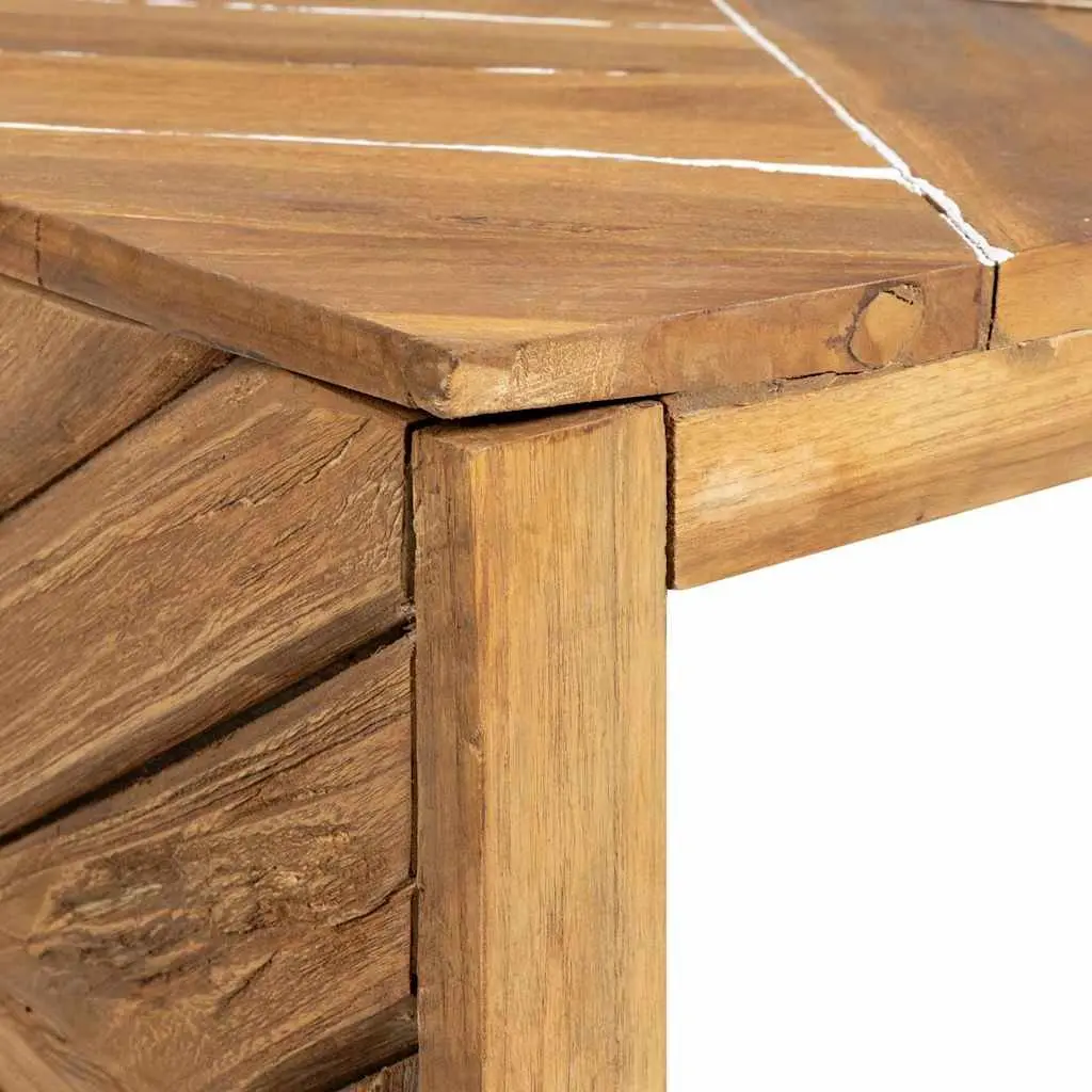 Coffee Table Solid Teak Wood Erosion Design Living Room Accent Furniture Brown