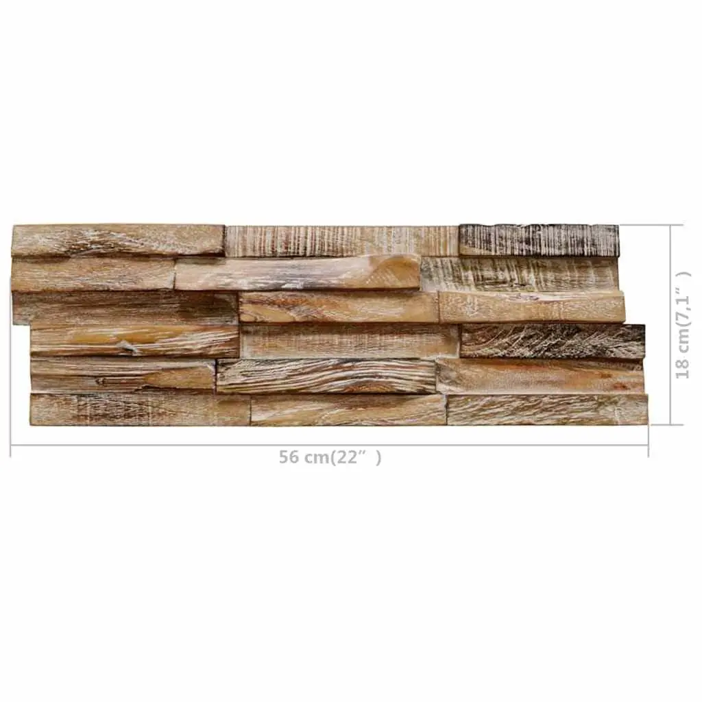 3D Wall Cladding Panels Brown Solid Teak Wood Rustic Decorative Feature Wall 10 Piece