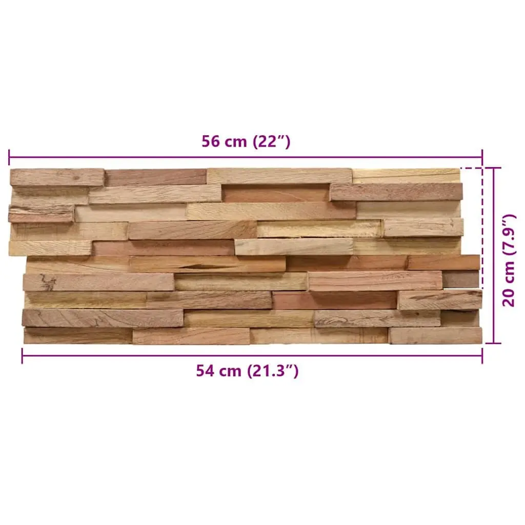 3D Wall Cladding Panels Brown Solid Teak Wood Easy to Install Decorative Wall Finishing 10 Piece