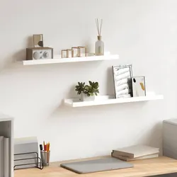 Concise Wall Shelves 2 pcs High Gloss White 60x9x3 cm