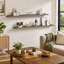 Wall Shelves 2 pcs Grey 100x9x3 cm Storage Display Floating Shelving Unit