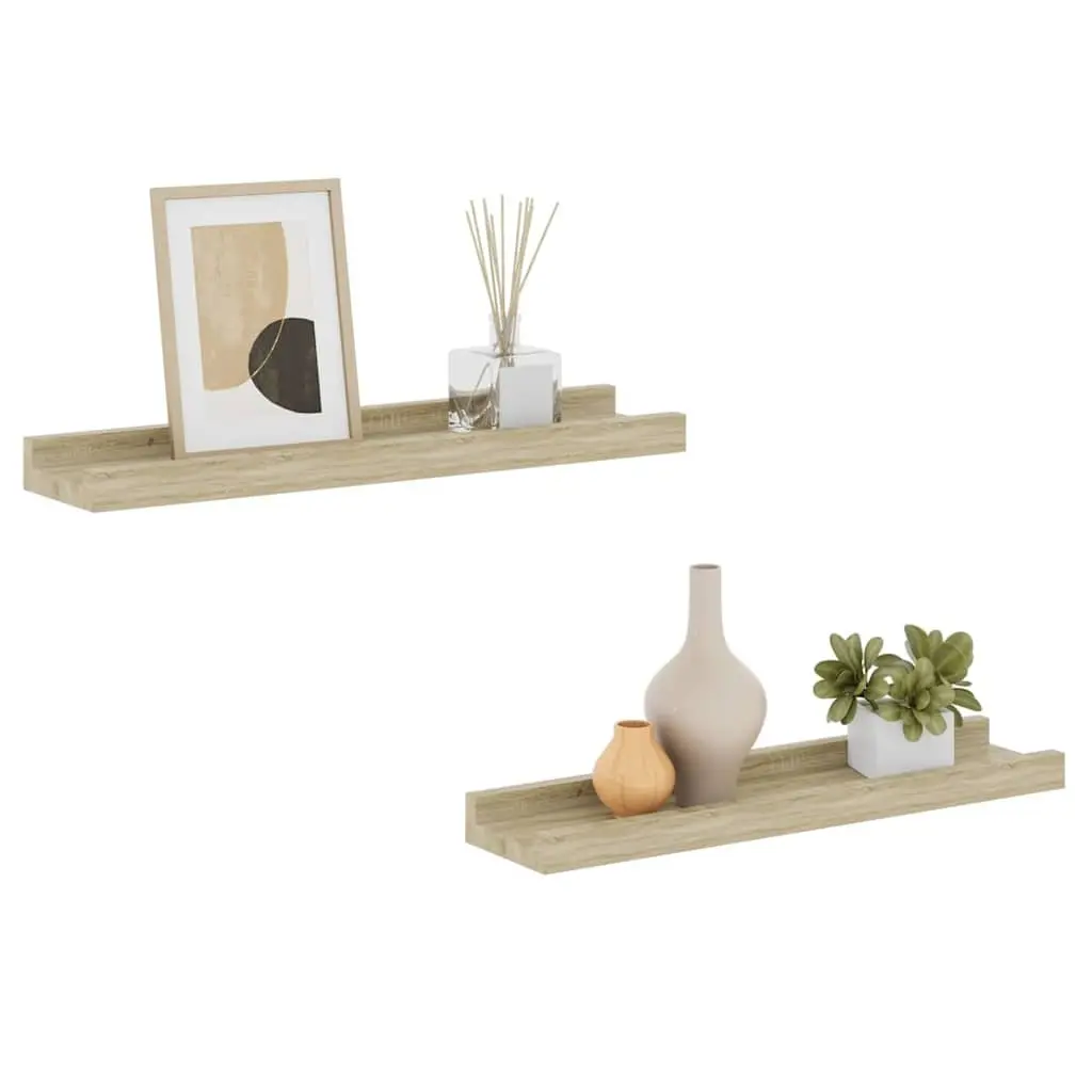 Wall Shelves Sonoma Oak 40 x 9 x 3 cm Floating Storage Shelving Display Brackets Set of 2