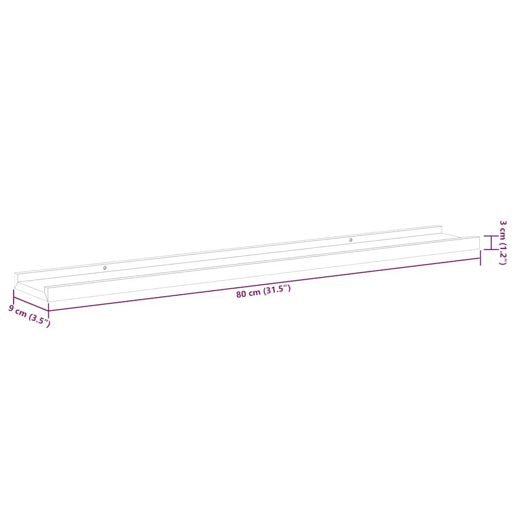 Wall Shelves Brown 80x9x3 cm Floating Storage Display Ledges 2 Piece