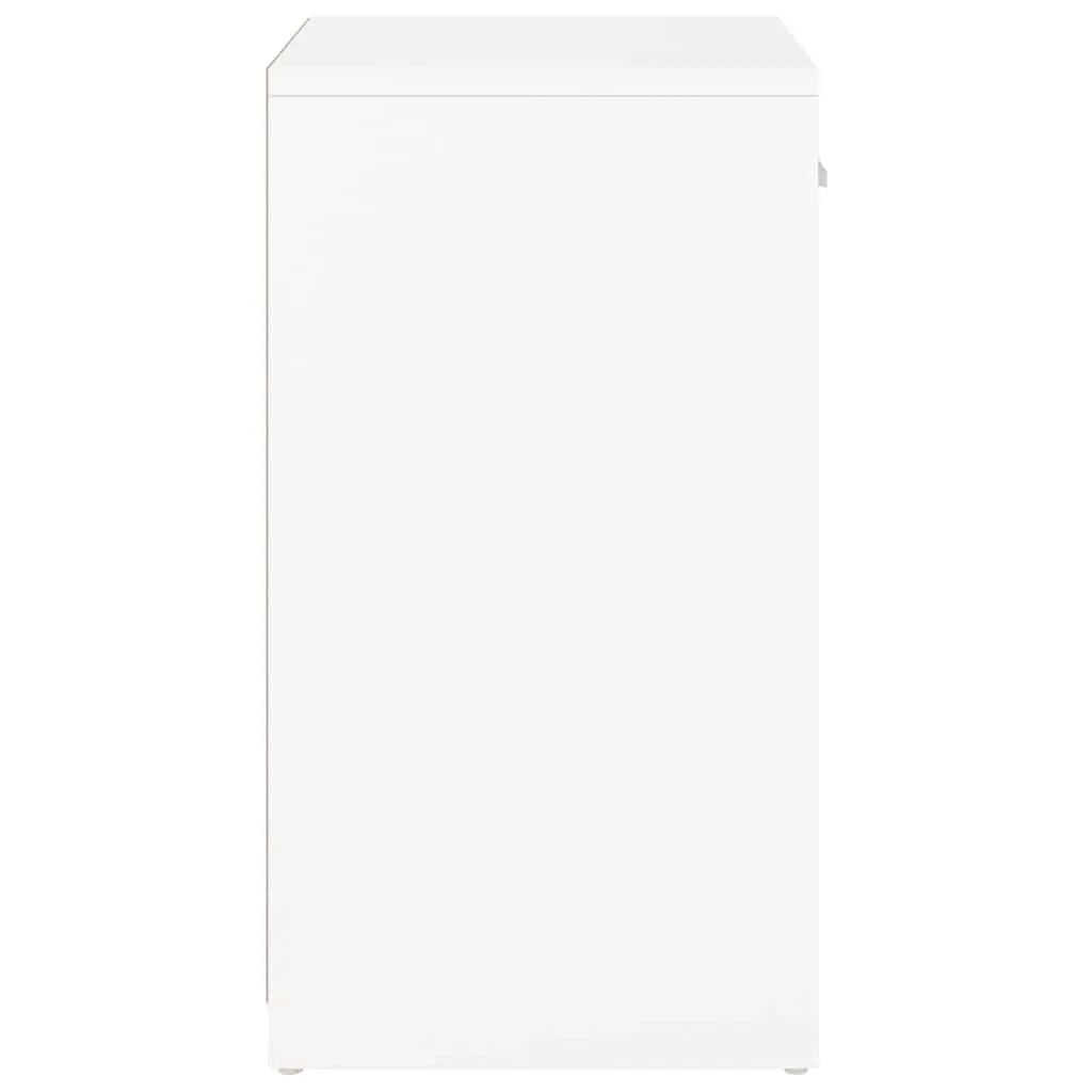 Shoe Storage Bench White Engineered Wood with Faux Leather Seat for Hallway Organiser 94.5x31x57cm