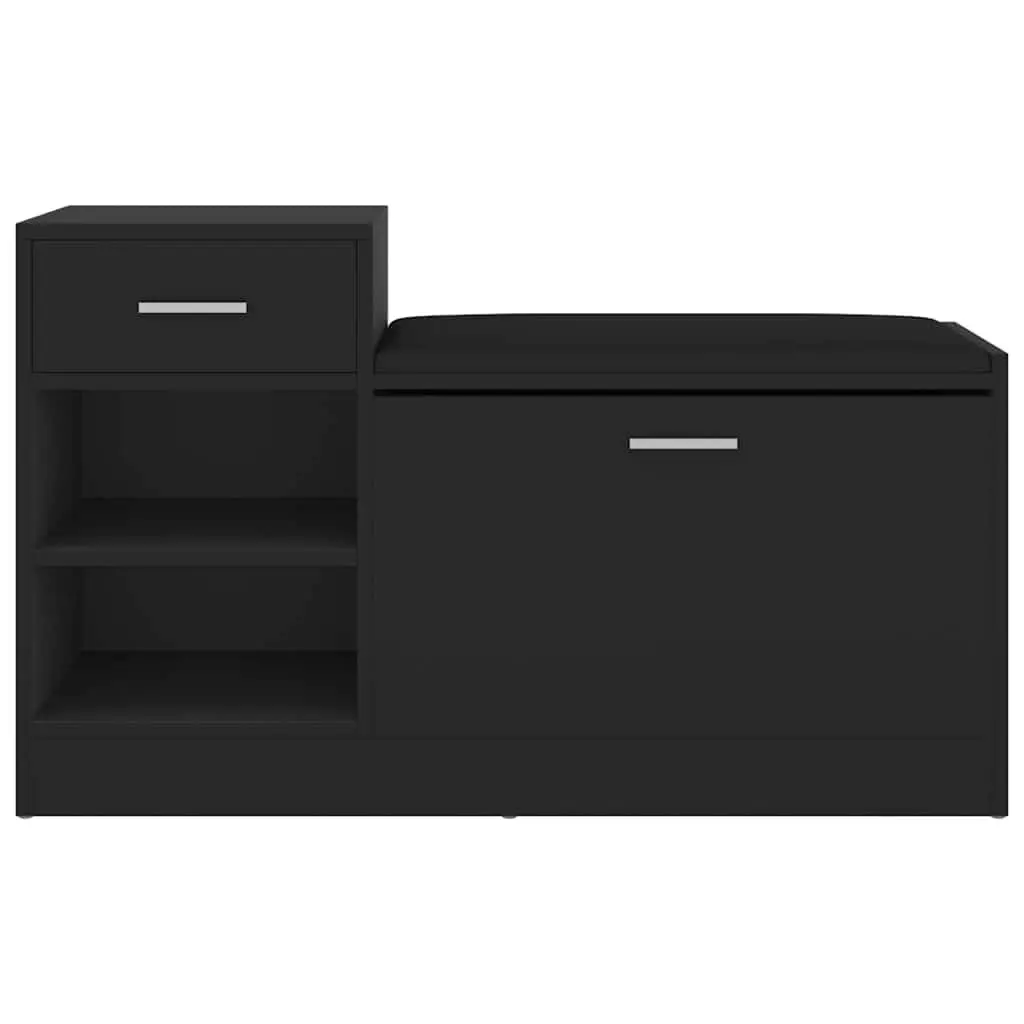 Shoe Bench Storage Organiser Black Engineered Wood Seating Cabinet Hallway