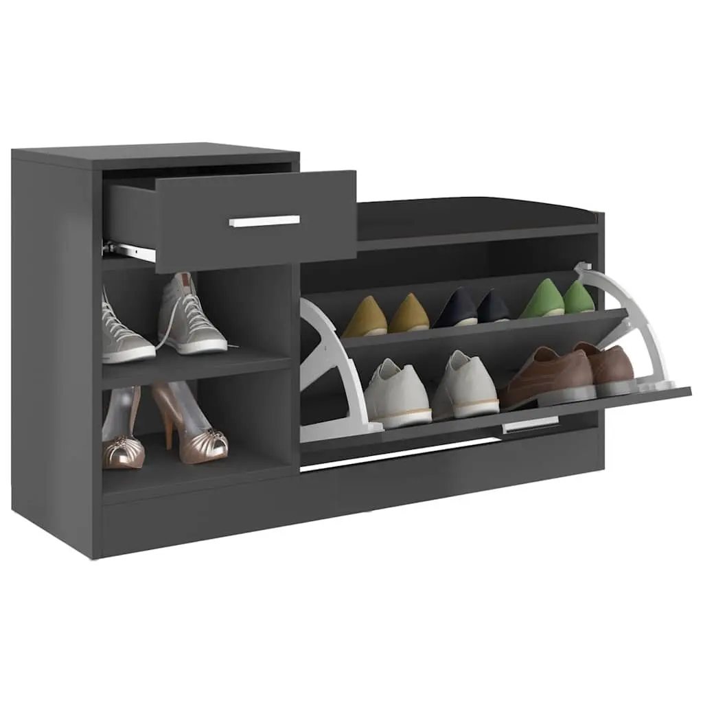 Shoe Storage Bench Grey Seating Organiser Hallway Entryway Furniture