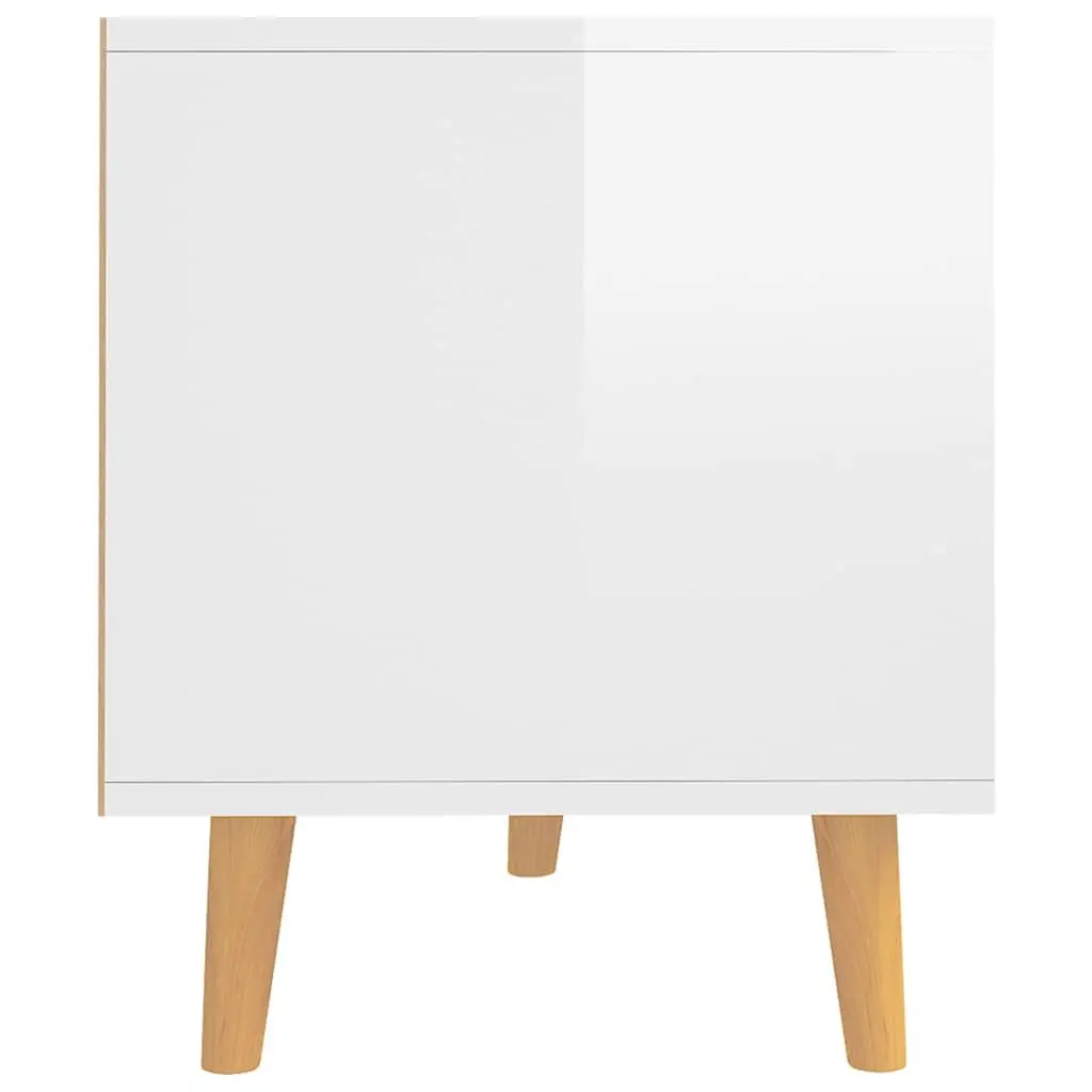 TV Cabinet White High Gloss Engineered Wood Spacious Storage Unit