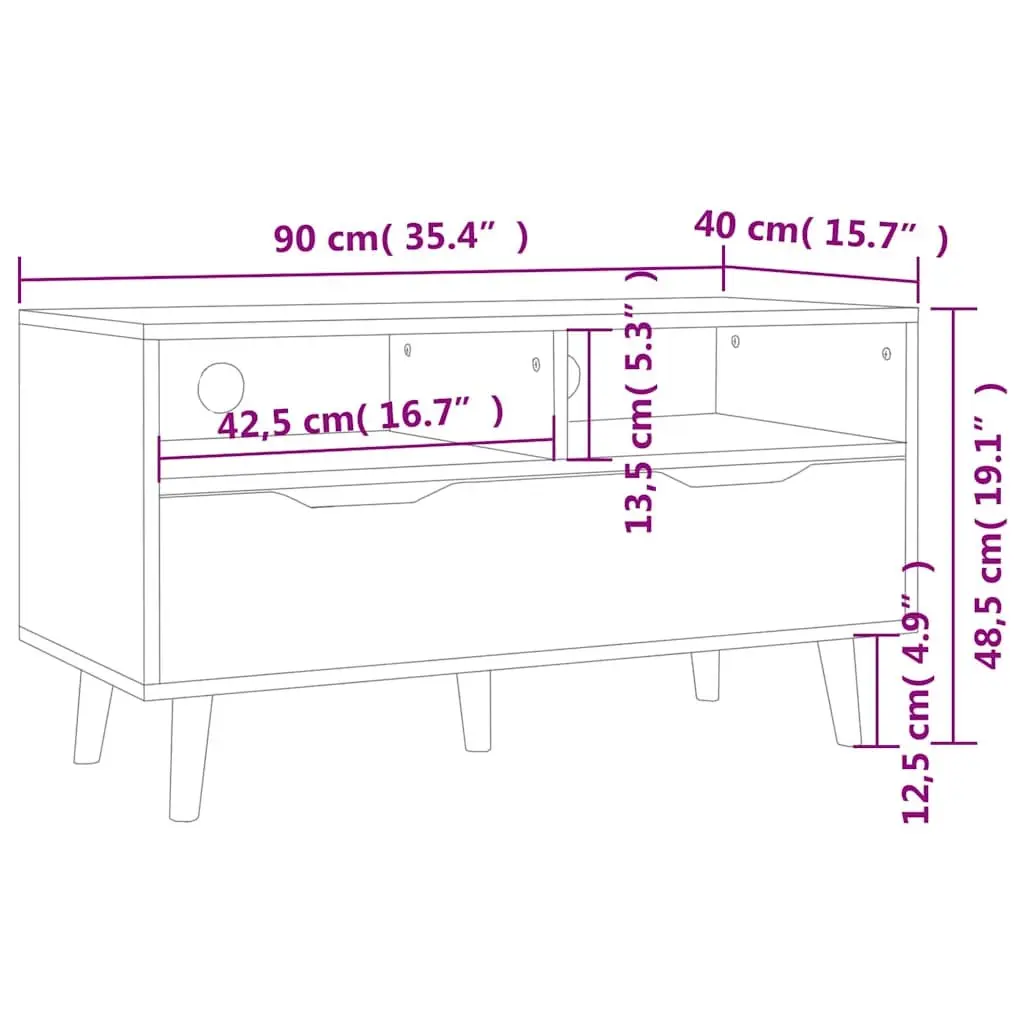 TV Cabinet Brown Engineered Wood Living Room Storage Stand Display Unit