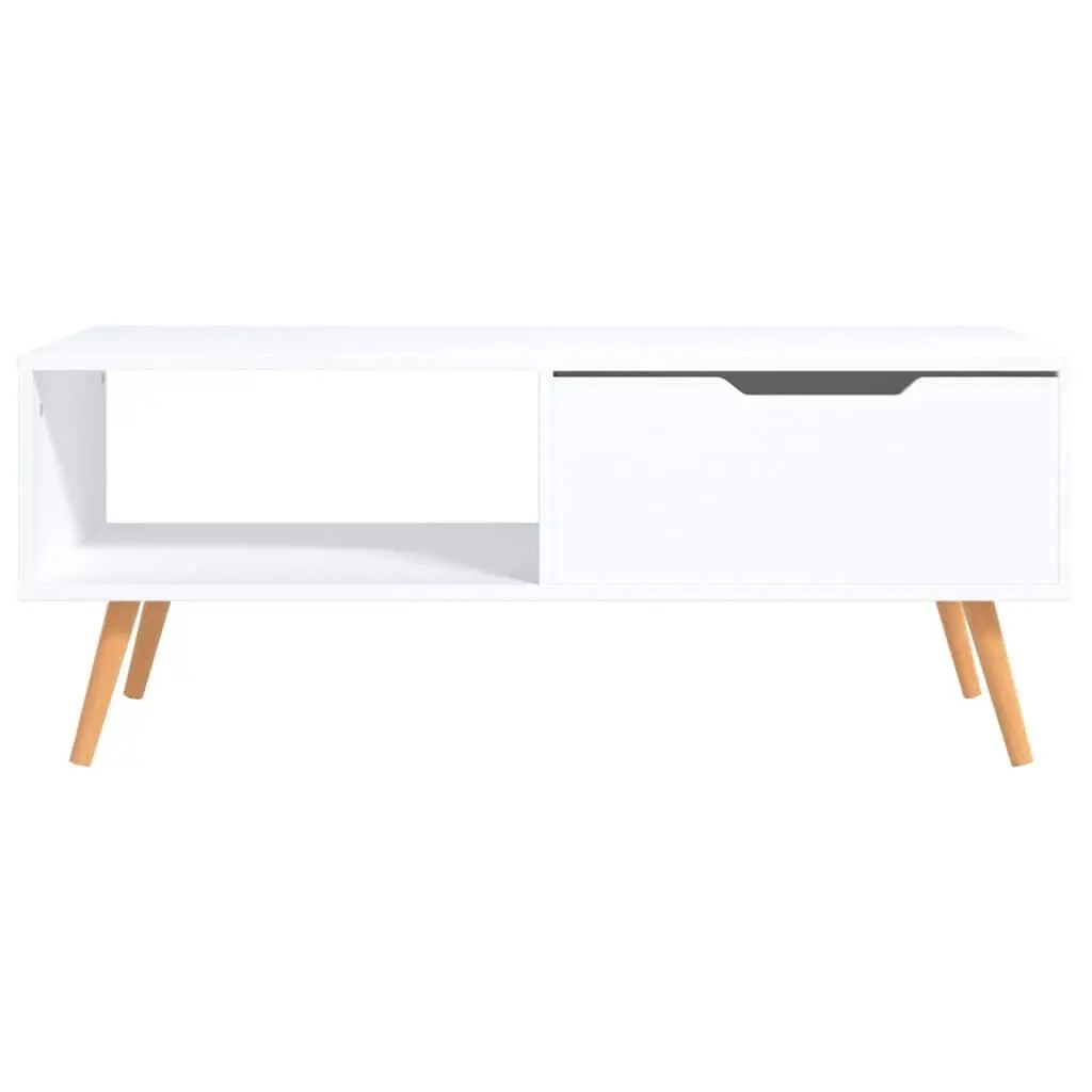 Coffee Table White Engineered Wood Living Room Accent Side Table Storage Space