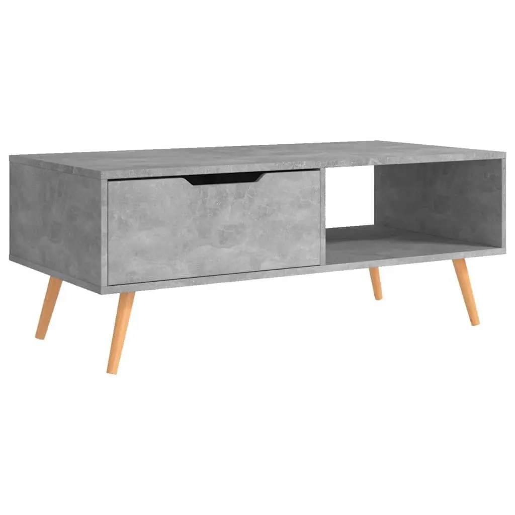 Grey Engineered Wood Coffee Table Living Room Furniture Spacious Accent Side Table