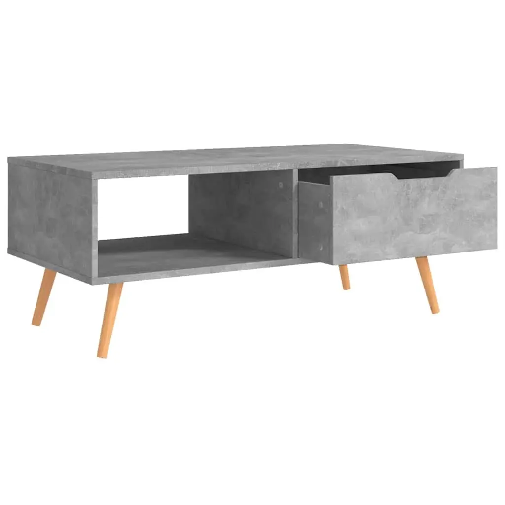 Grey Engineered Wood Coffee Table Living Room Furniture Spacious Accent Side Table