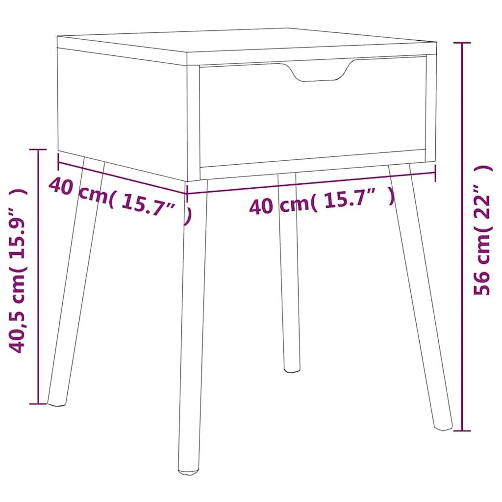 Bedside Cabinets White 40x40x56 cm Modern Storage Side Tables Drawers
