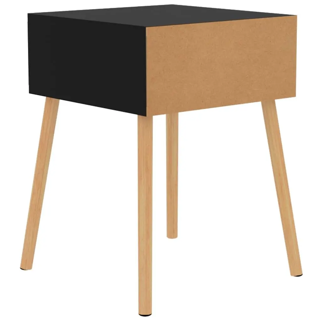 Side Table Black Engineered Wood 40x40x56cm with Drawer for Storage