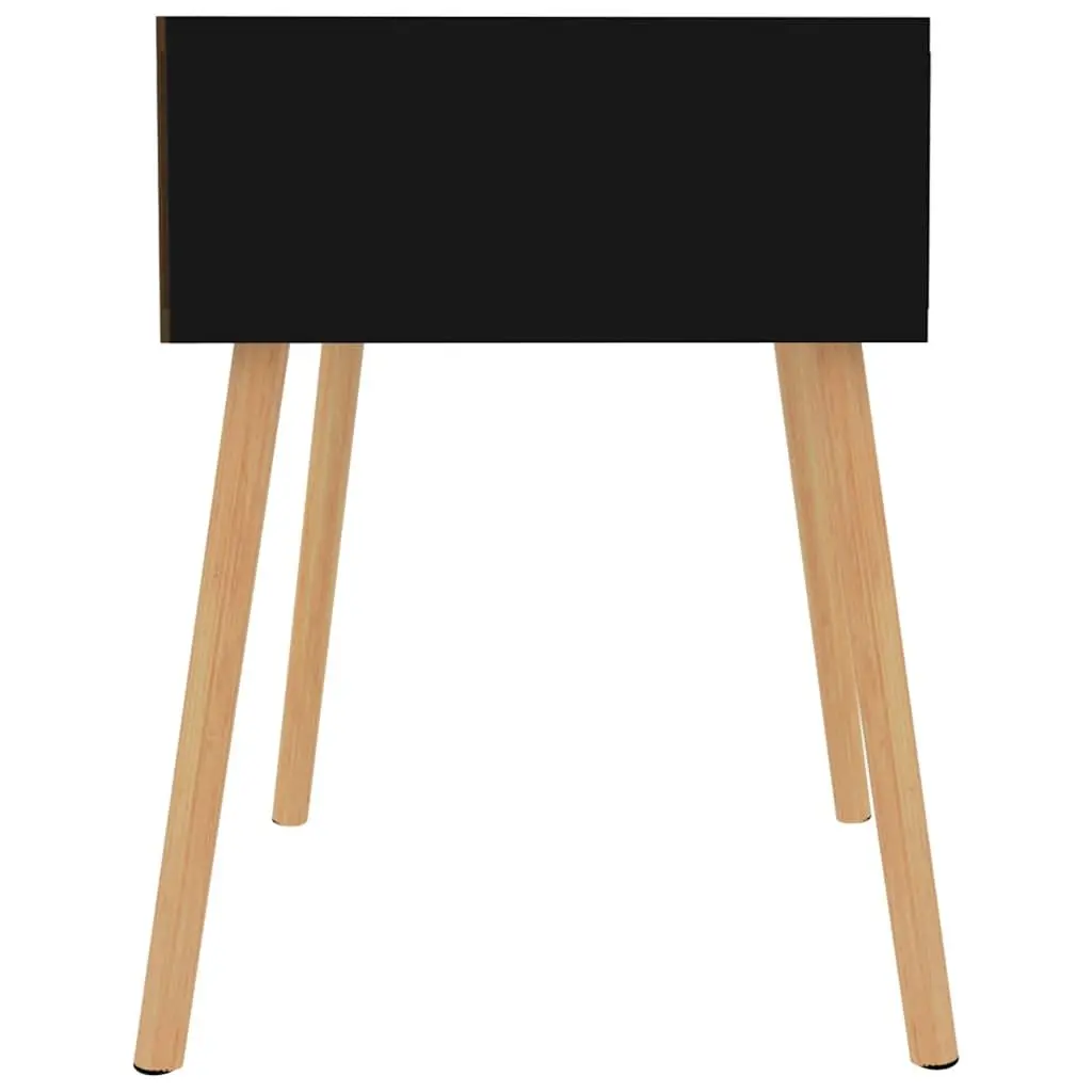 Side Table Black Engineered Wood 40x40x56cm with Drawer for Storage