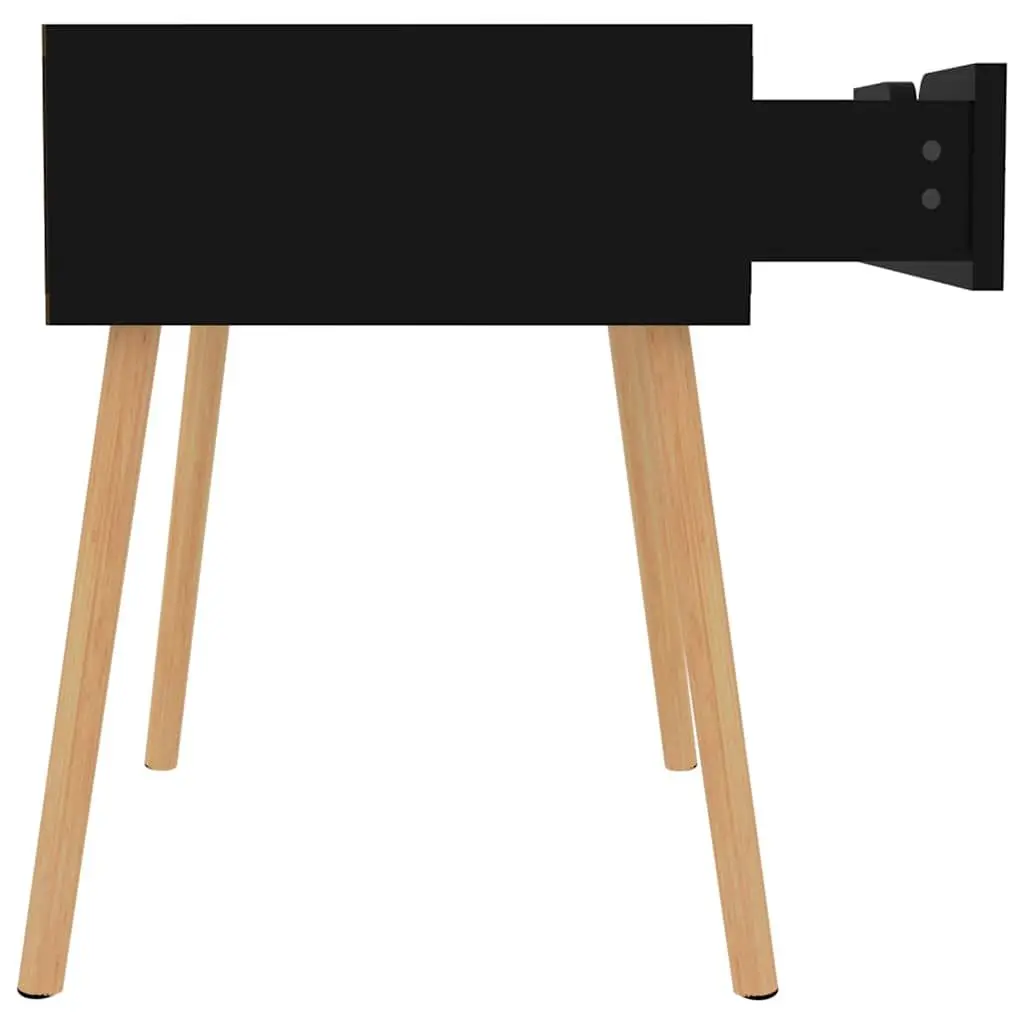 Side Table Black Engineered Wood 40x40x56cm with Drawer for Storage