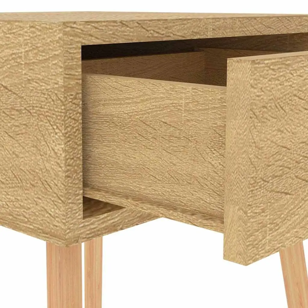 Bedside Cabinet Brown Engineered Wood Side Table Bedroom Storage Nightstand
