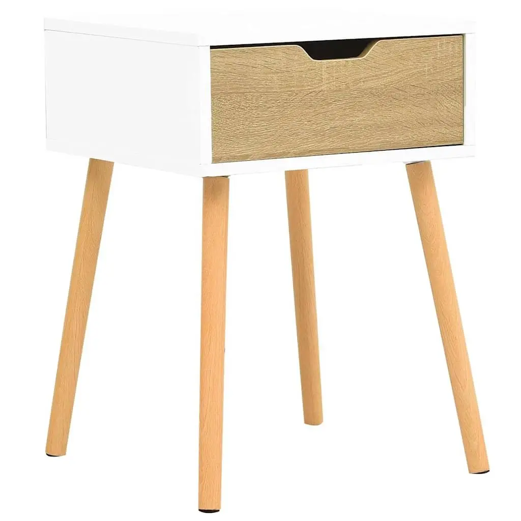 Bedside Table Storage Drawer White Sonoma Oak Engineered Wood 56cm Height Open Top Surface