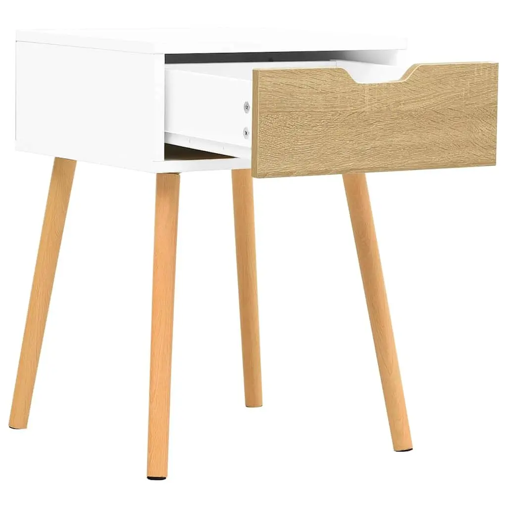 Bedside Table Storage Drawer White Sonoma Oak Engineered Wood 56cm Height Open Top Surface