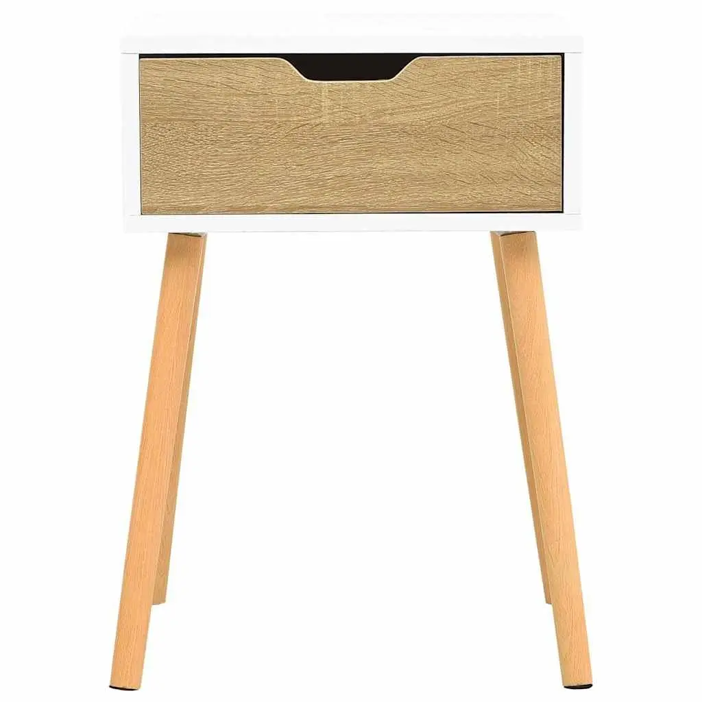 Bedside Cabinets White Sonoma Oak 2 Piece Engineered Wood Nightstands Storage