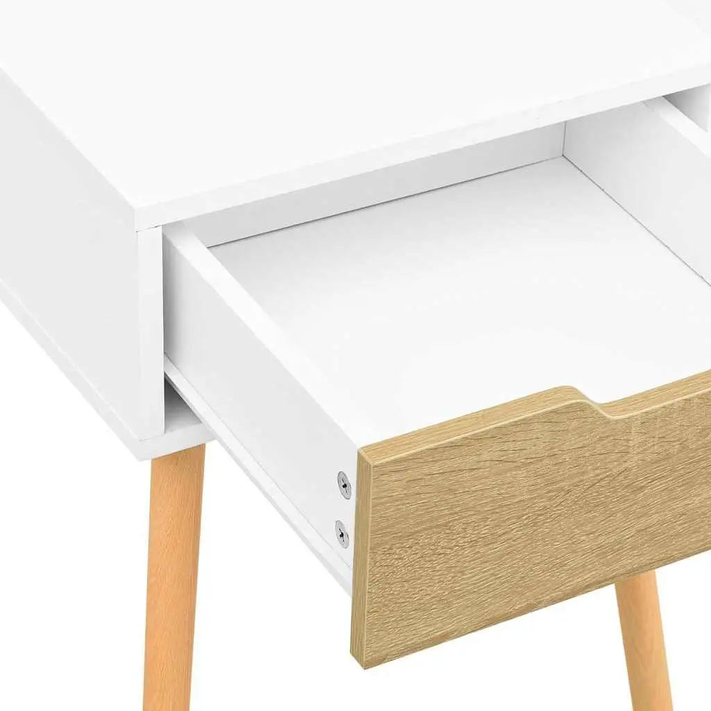 Bedside Cabinets White Sonoma Oak 2 Piece Engineered Wood Nightstands Storage