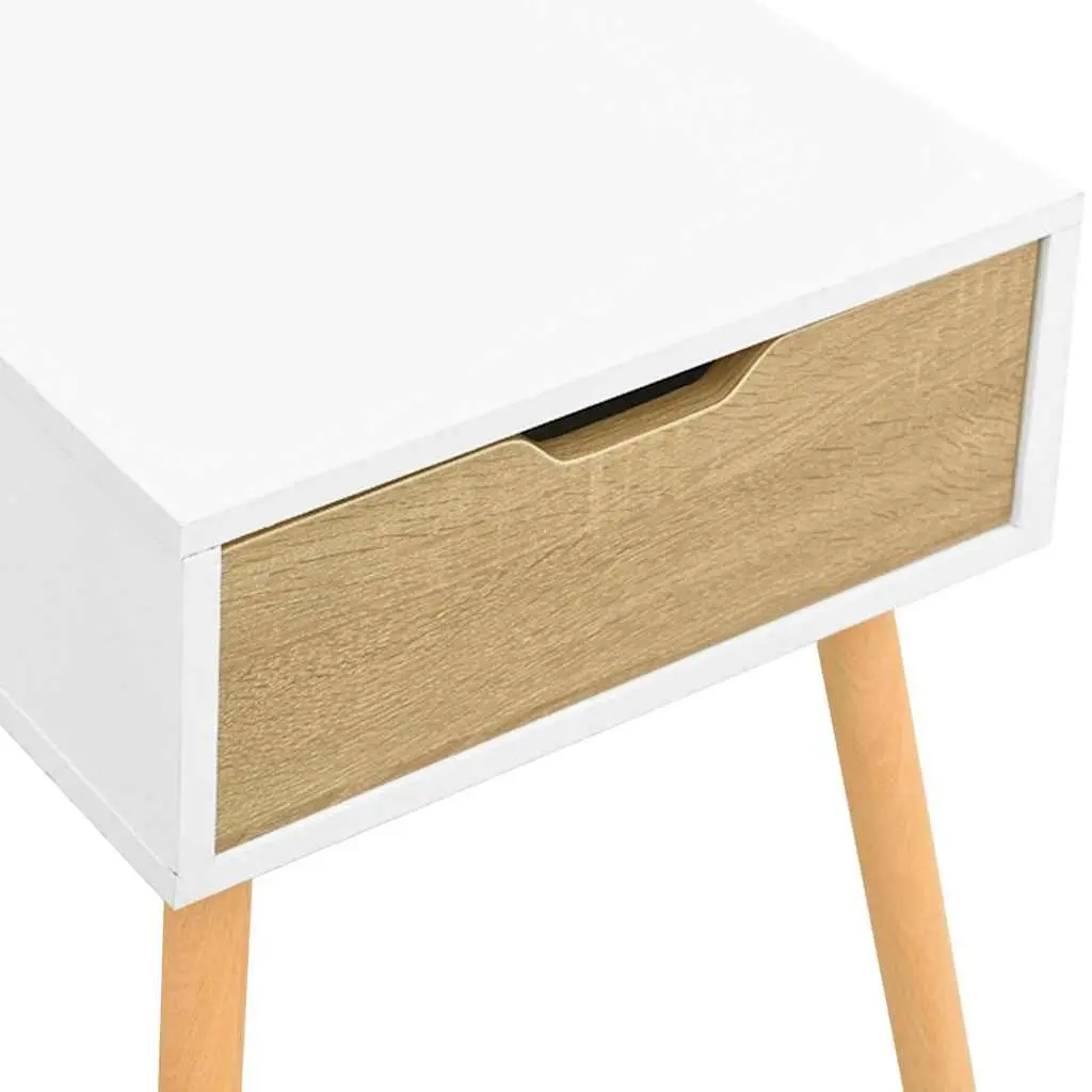 Bedside Cabinets White Sonoma Oak 2 Piece Engineered Wood Nightstands Storage