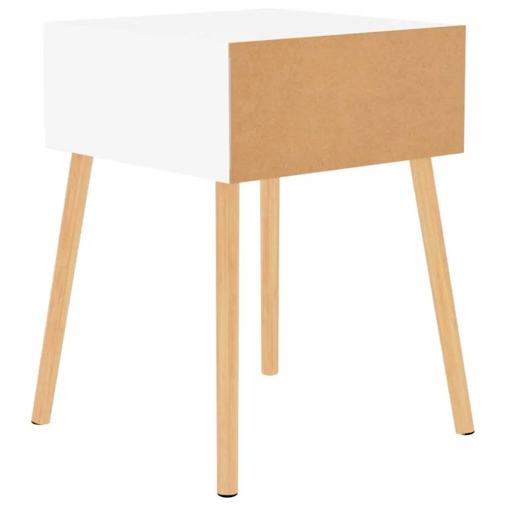 Bedside Cabinets White 2 Piece High Gloss Storage Table Drawer