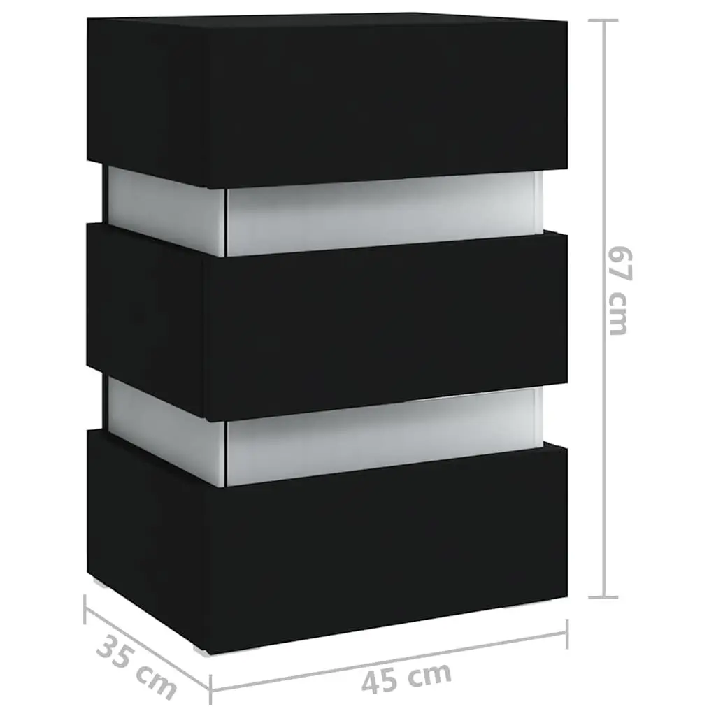 LED Bedside Cabinet Black 45x35x67 cm Integrated LED Light Engineered Wood Storage