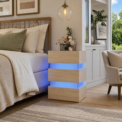 Bedside Table with LED Light and USB Connector