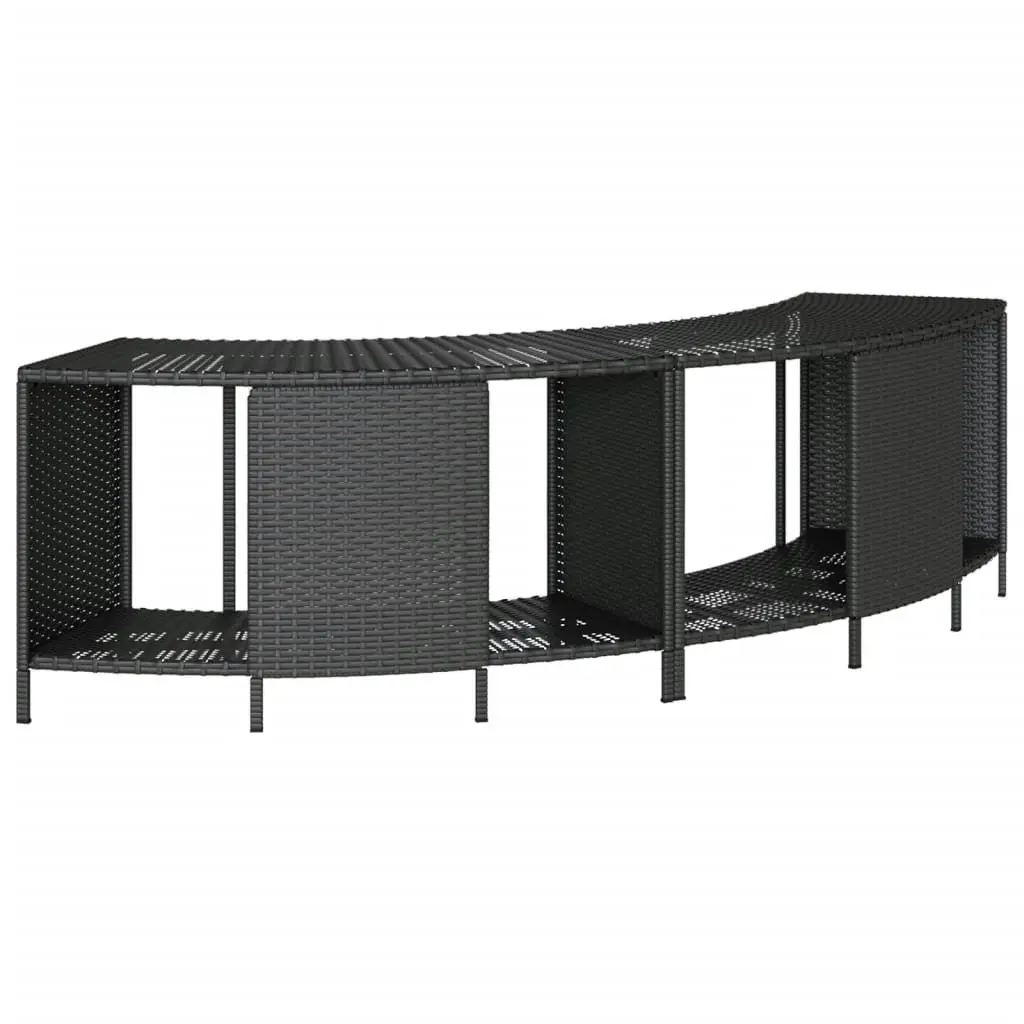 Hot Tub Surround Step Storage Outdoor Spa Enclosure Black Poly Rattan Acacia