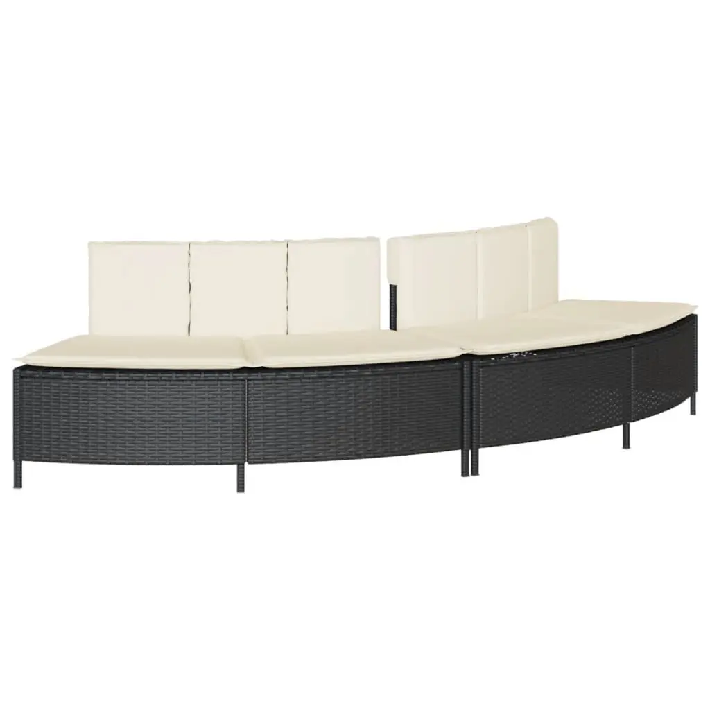 Hot Tub Surround Black PE Rattan Spa Side Table with Acacia Wood Step