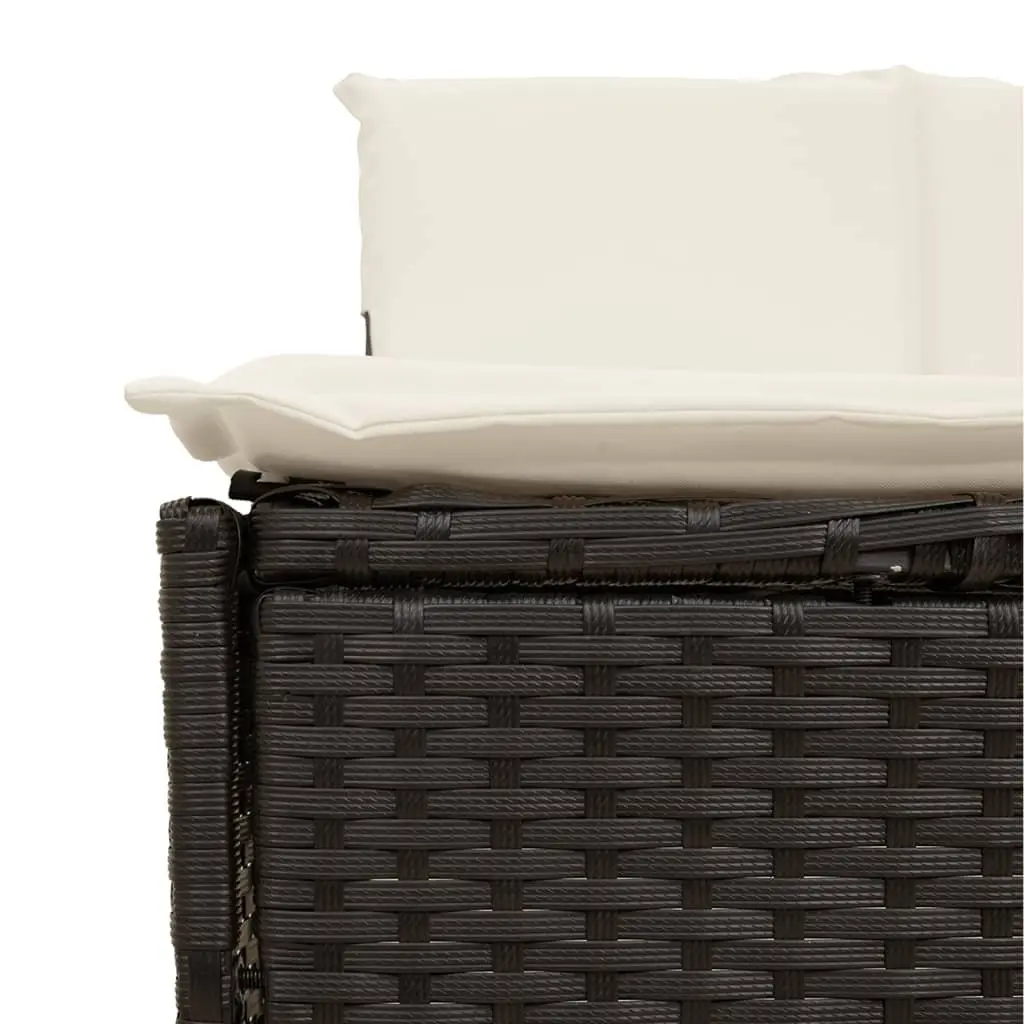 Hot Tub Surround Black PE Rattan Spa Side Table with Acacia Wood Step