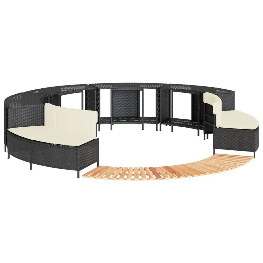 Hot Tub Surround with Storage Black Rattan Garden Spa Bench Outdoor Furniture