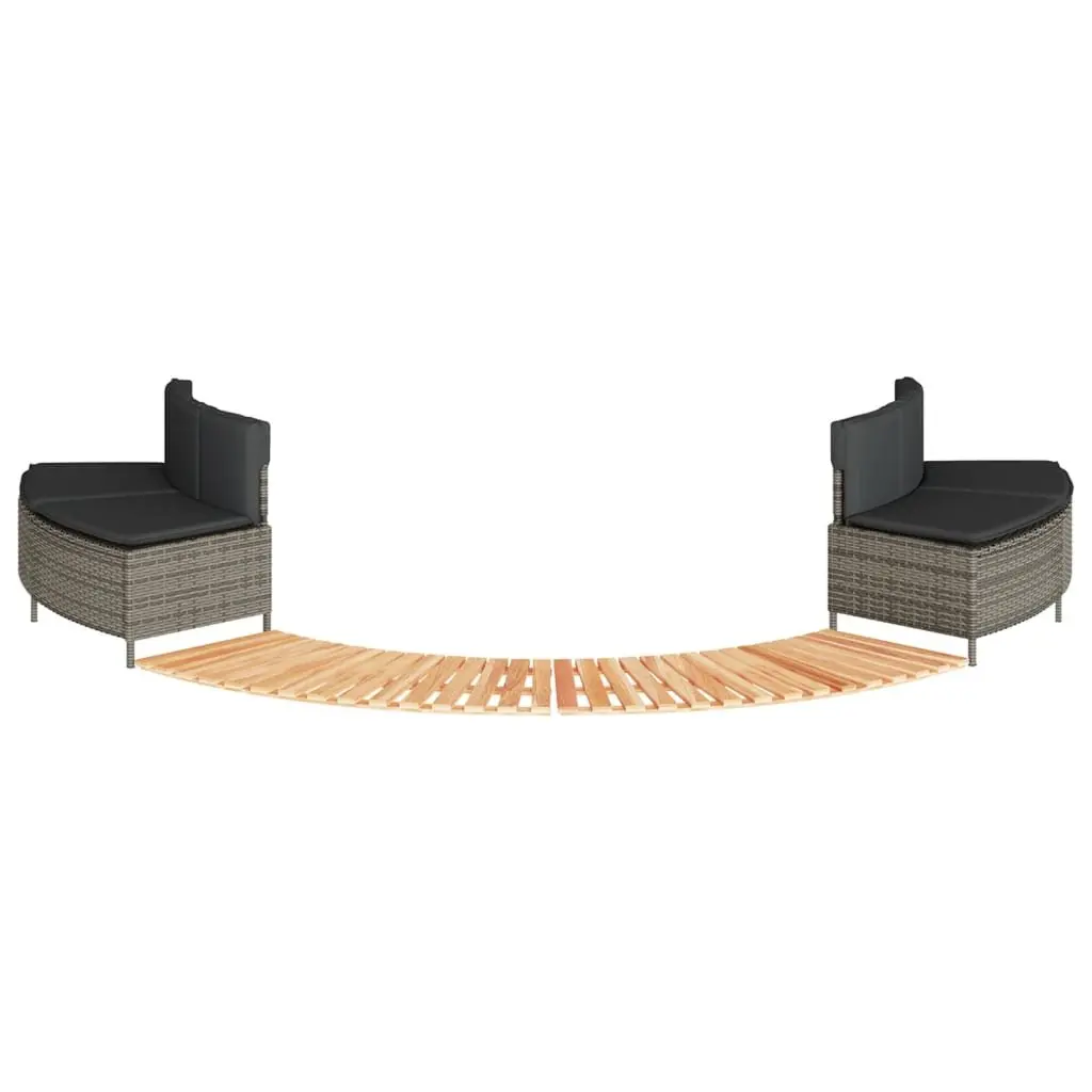 Hot Tub Surround Grey Acacia Wood Step Poly Rattan Outdoor Use