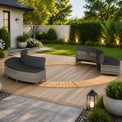 Hot Tub Surround with Acacia Wood and Rattan