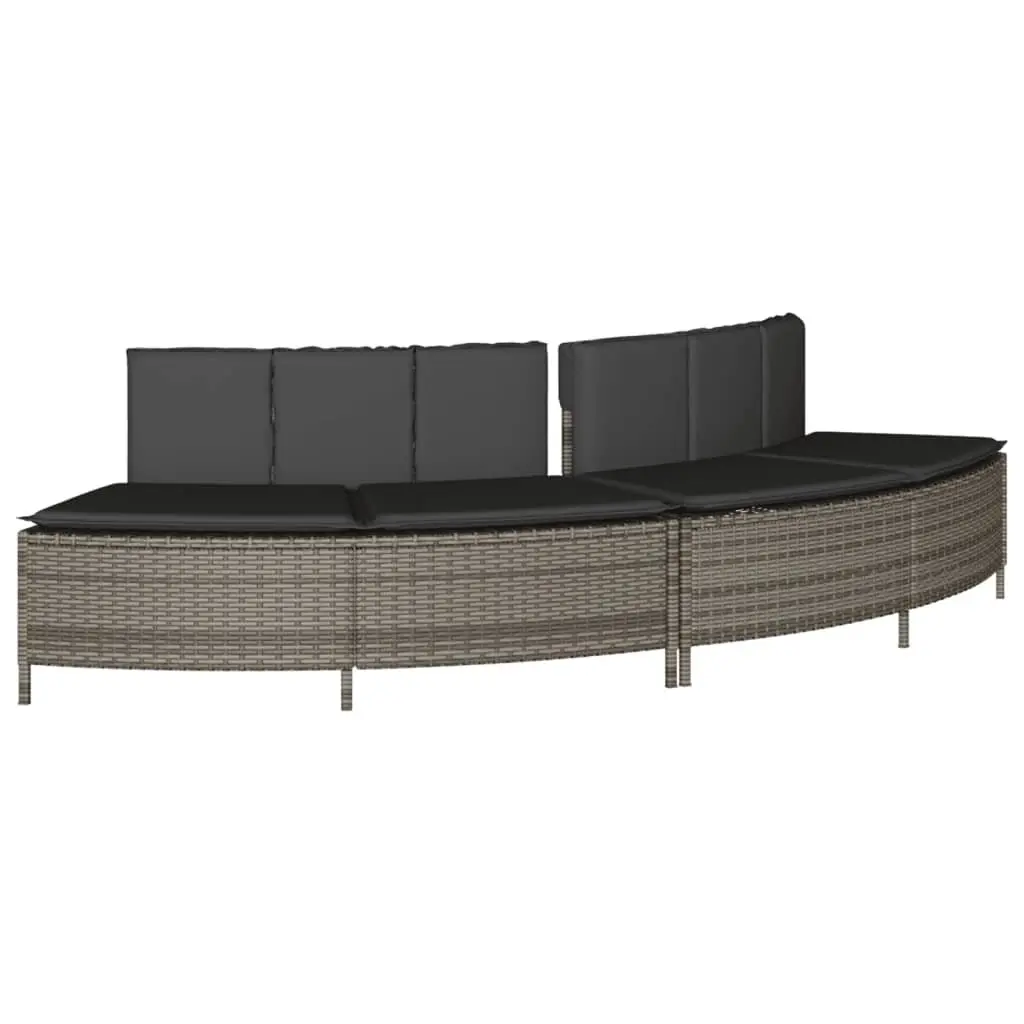 Hot Tub Surround Grey Modular PE Rattan Acacia Wood Step with Removable Cushions