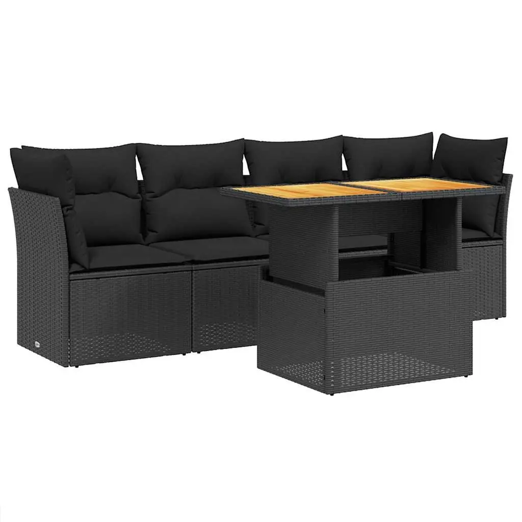 5 Piece Garden Sofa Set Outdoor Furniture Patio Conversation with Cushions Black