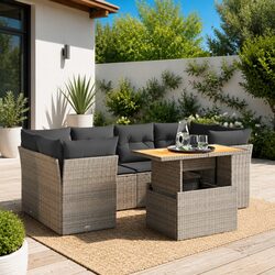 7-Piece Garden Sofa Set in Grey for Outdoors
