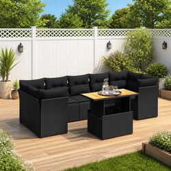 Garden Sofa Set 8 Piece Outdoor Furniture Black Poly Rattan Patio Lounge Modular