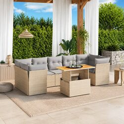 Compact 8 Piece Outdoor Sofa Set in Beige