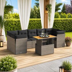 Garden Sofa Set 8 Piece Outdoor Furniture Patio Lounge Grey with Cushions