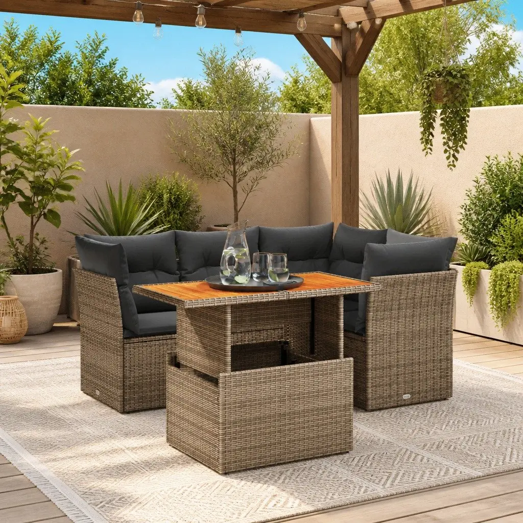 5-Piece Garden Sofa Set in Grey with Modular Flexibility