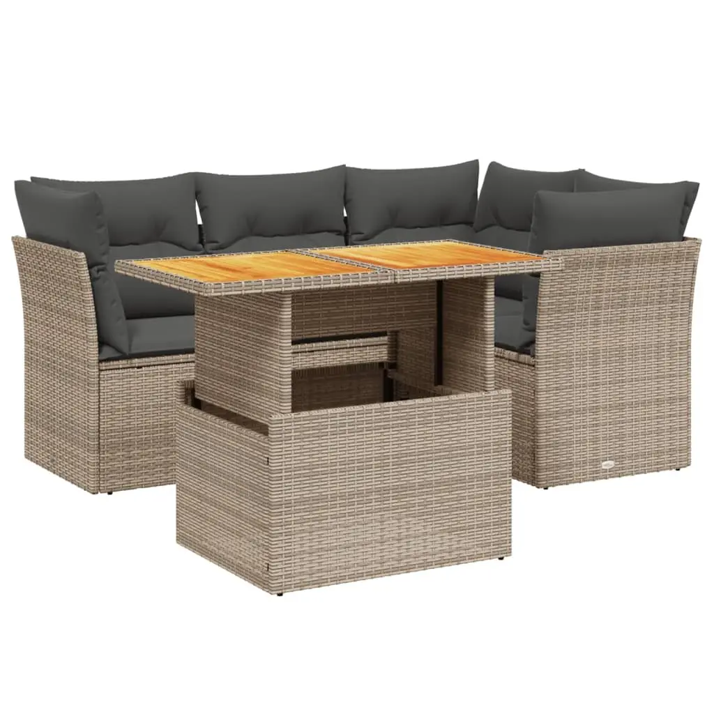 5-Piece Garden Sofa Set in Grey with Modular Flexibility