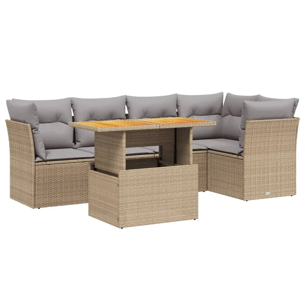 5 Piece Modular Garden Sofa Set with Cushions in Beige