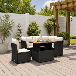 Compact 5 Piece Black Rattan Sofa Set for Outdoor Comfort