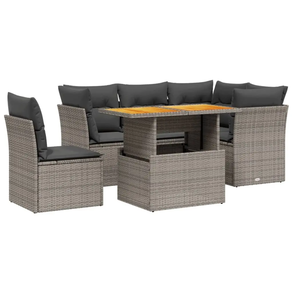 5 Piece Garden Sofa Set Outdoor Patio Furniture Grey Poly Rattan with Cushions