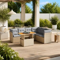 7 Piece Outdoor Sofa Set with Adjustable Table