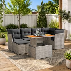 7 Piece Grey Garden Sofa Set - Stylish and Functional