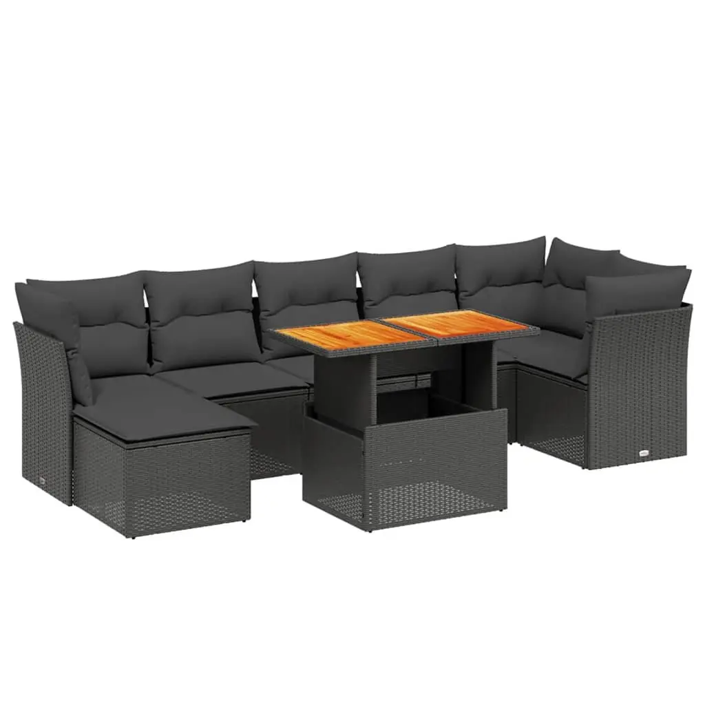 Garden Sofa Set Black 8 Piece Outdoor Furniture Patio Seating Poly Rattan