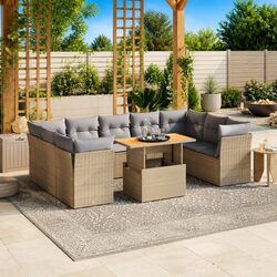 Concise and Functional 10 Piece Sofa Set for Outdoors