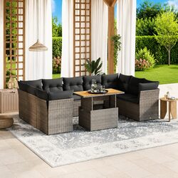 10 Piece Grey Rattan Sofa Set